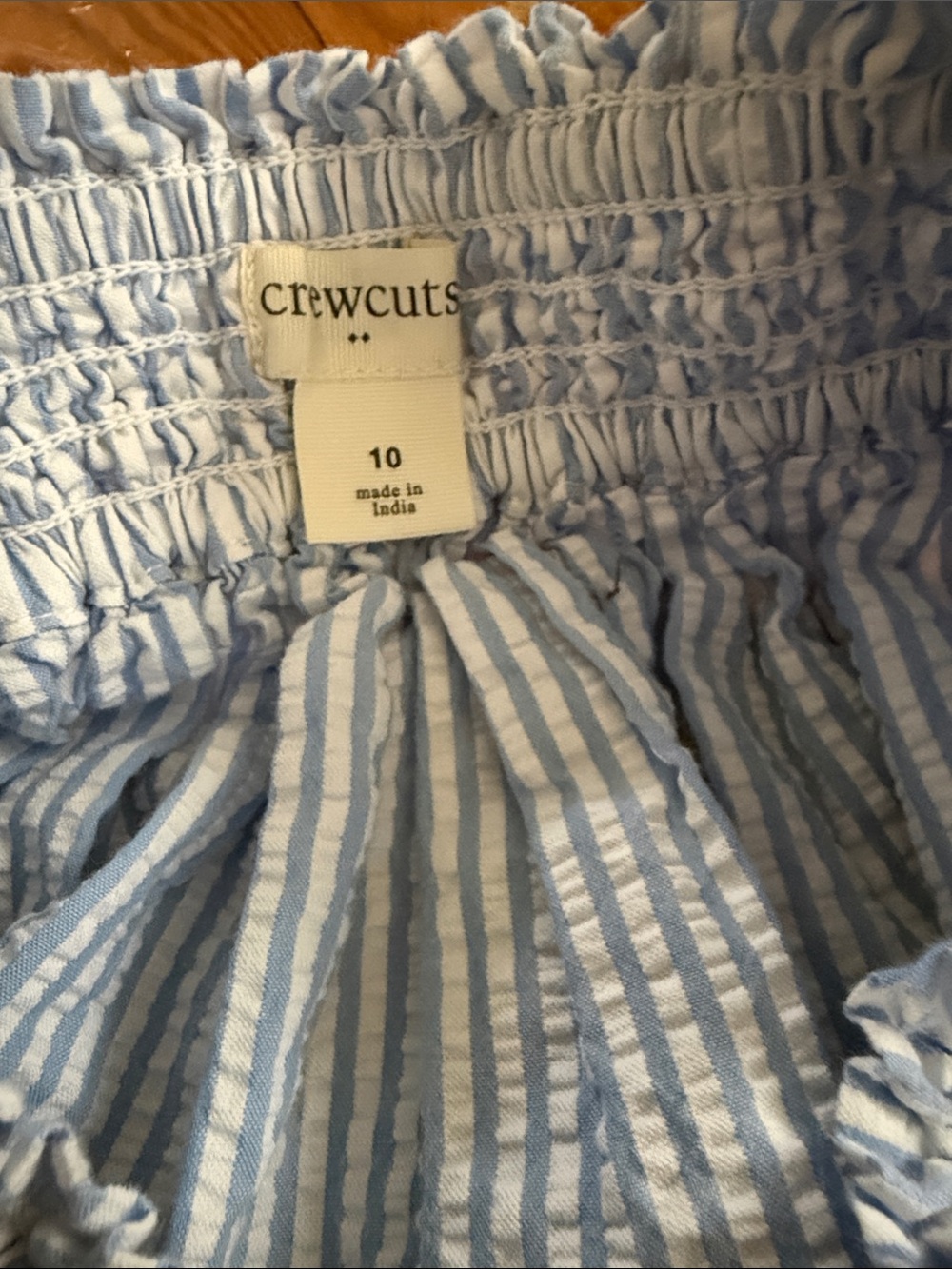 Crewcuts Light Blue and White Striped Smocked Skirt - Picture 2 of 3